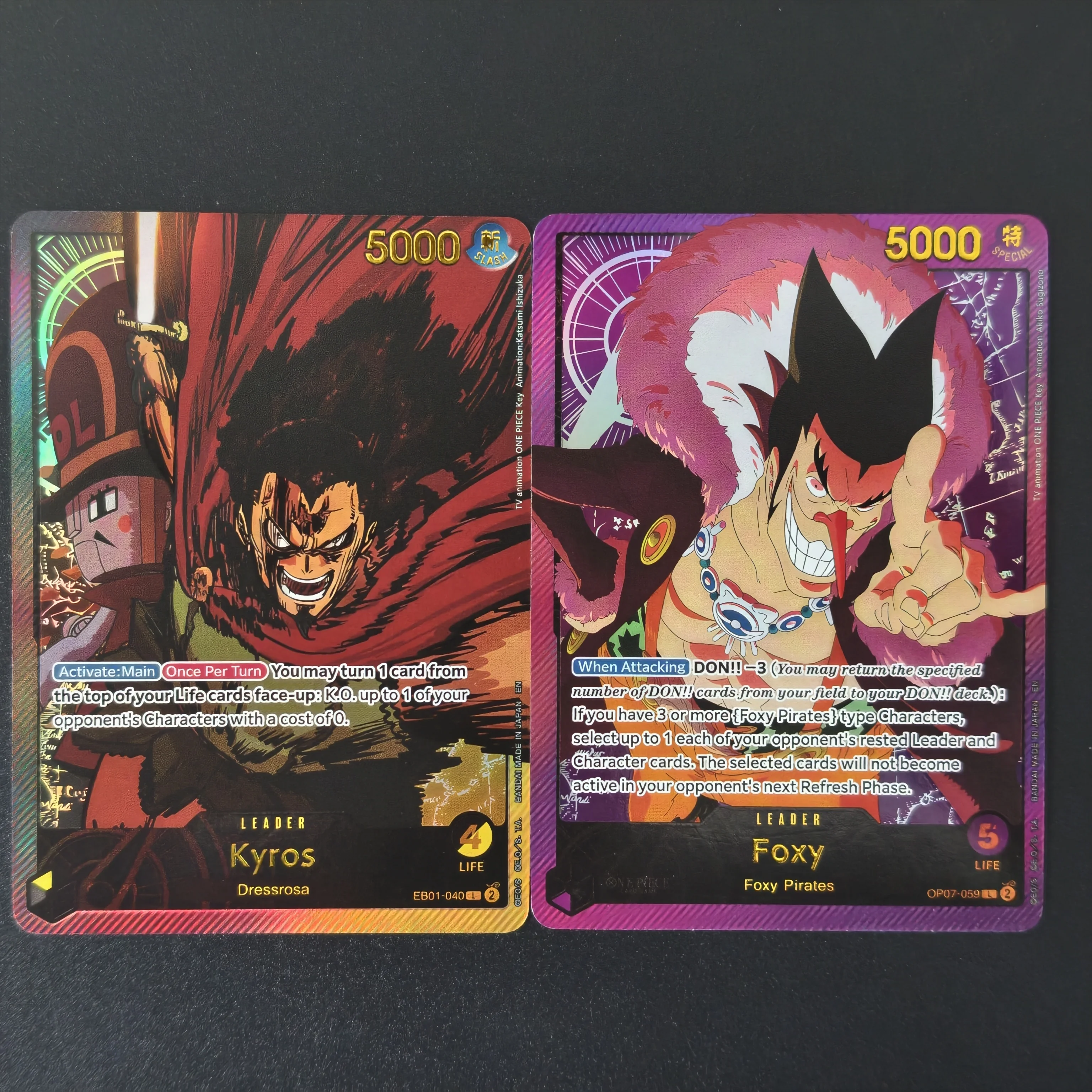 Proxy One Piece Card Game OPCG English Kyros Foxy Art Holo Foil Textured Cards DIY TCG Replica Collectible Trading Cards