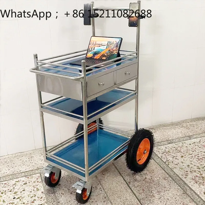 SCY thickened stainless steel detachable outdoor trolley with wheels portable rack stall tool cart