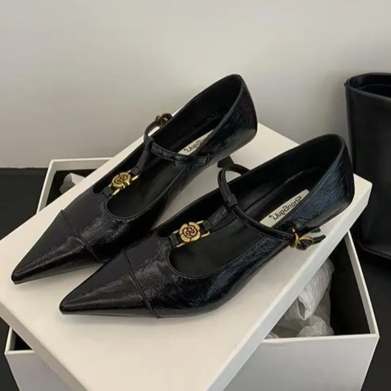 الفاخرة مشبك معدني مصمم المرأة الربيع الجلود التسوق حفلة خنجر الكعوب 2025 الرجعية في الهواء الطلق عادية المرأة عالية الكعب #5