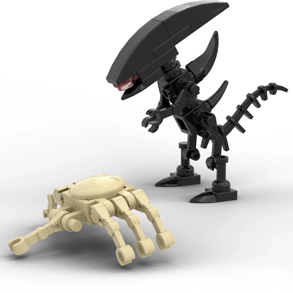 MOC Alieneds Building Blocks ชุดภาพยนตร์สยองขวัญโครงกระดูกสีดํา Monster Face Hugger Action Figure อิฐของเล่นสําหรับของขวัญเด็ก