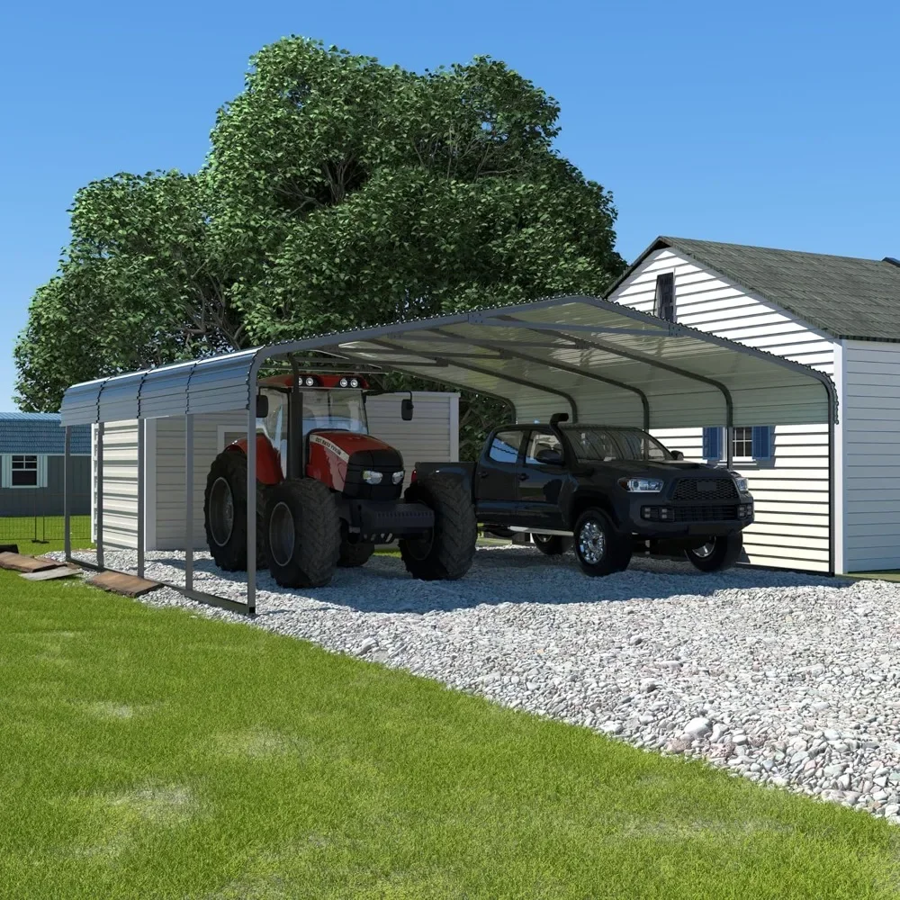 20'x20 'heavy-duty Metal Carport with Alloy Steel Roof, Car Cowshed with Innovative Assembly Structure