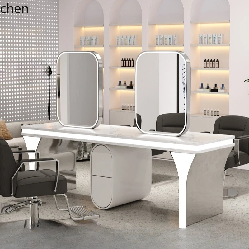 

HTT new barber shop mirror hair salon special perm and dyeing table hair cutting six-person mirror cabinet integrated