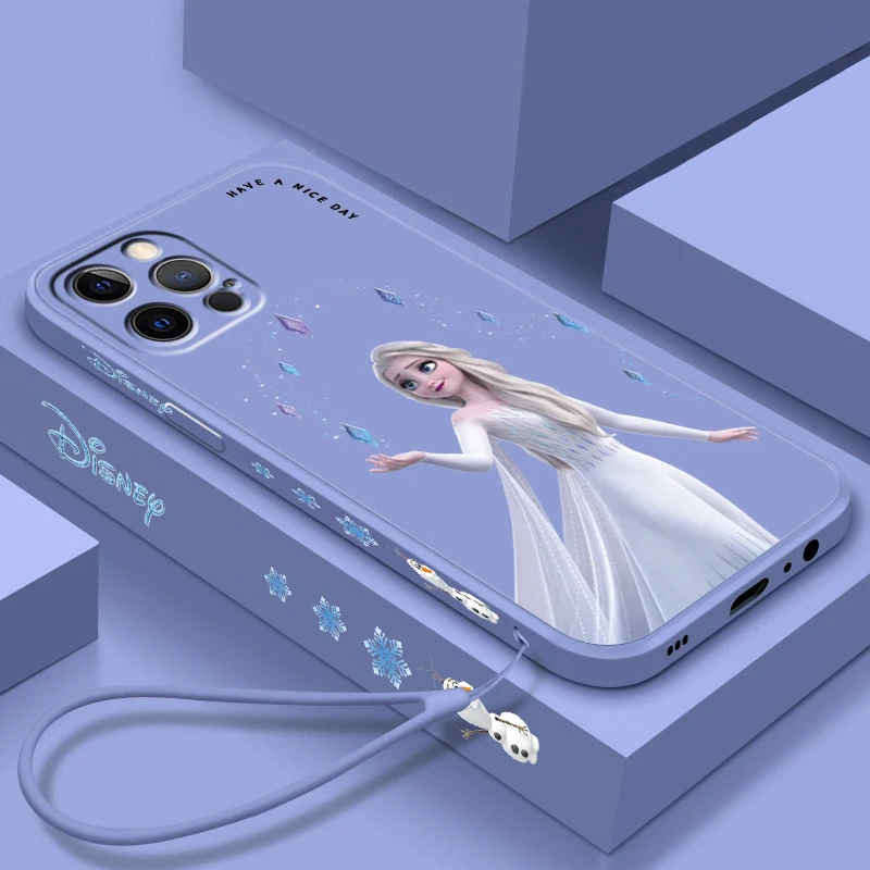

Disney Frozen Elsa Princess Cool Liquid Left Rope For Apple iPhone 15 14 13 12 11 XS XR X 8 7 SE Pro Max Plus Mini Back