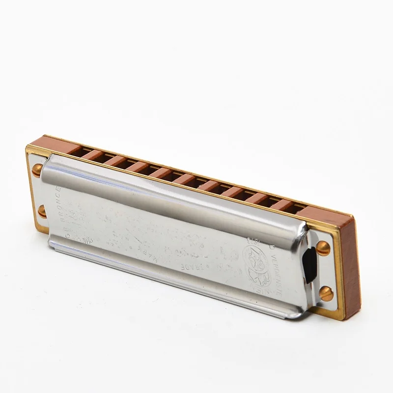 Original Hohner 0-Hole Profional Blues Harmonica Marine Band 896 Luxury Edition MBD Brass Covered Wooden Tone Hole