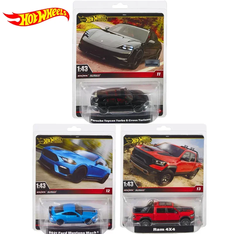 Original Hot Wheels Premium Car Boy Toy 1/43 Metal Diecast Vehicle Porshce Taycan Turbo Cross Turismo Ram Ford Mustang Mach Gift