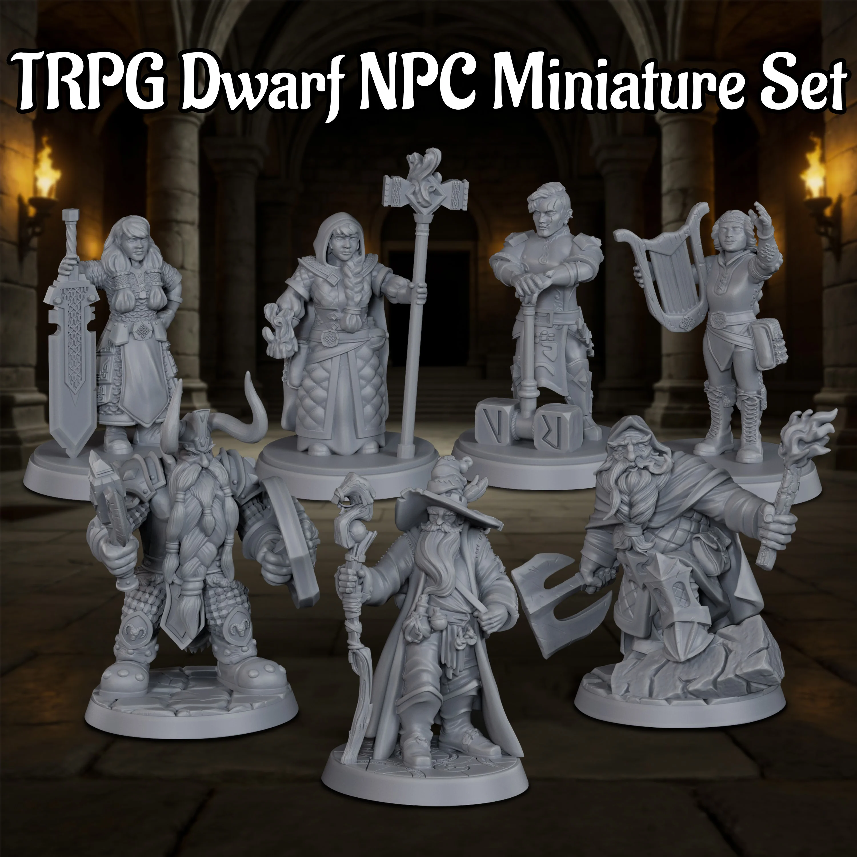 RPG Dwarf NPC Miniature Set – 25mm Fantasy Figures for Tabletop Role-Playing, Collectible Gift for Adventures & Magic Worlds