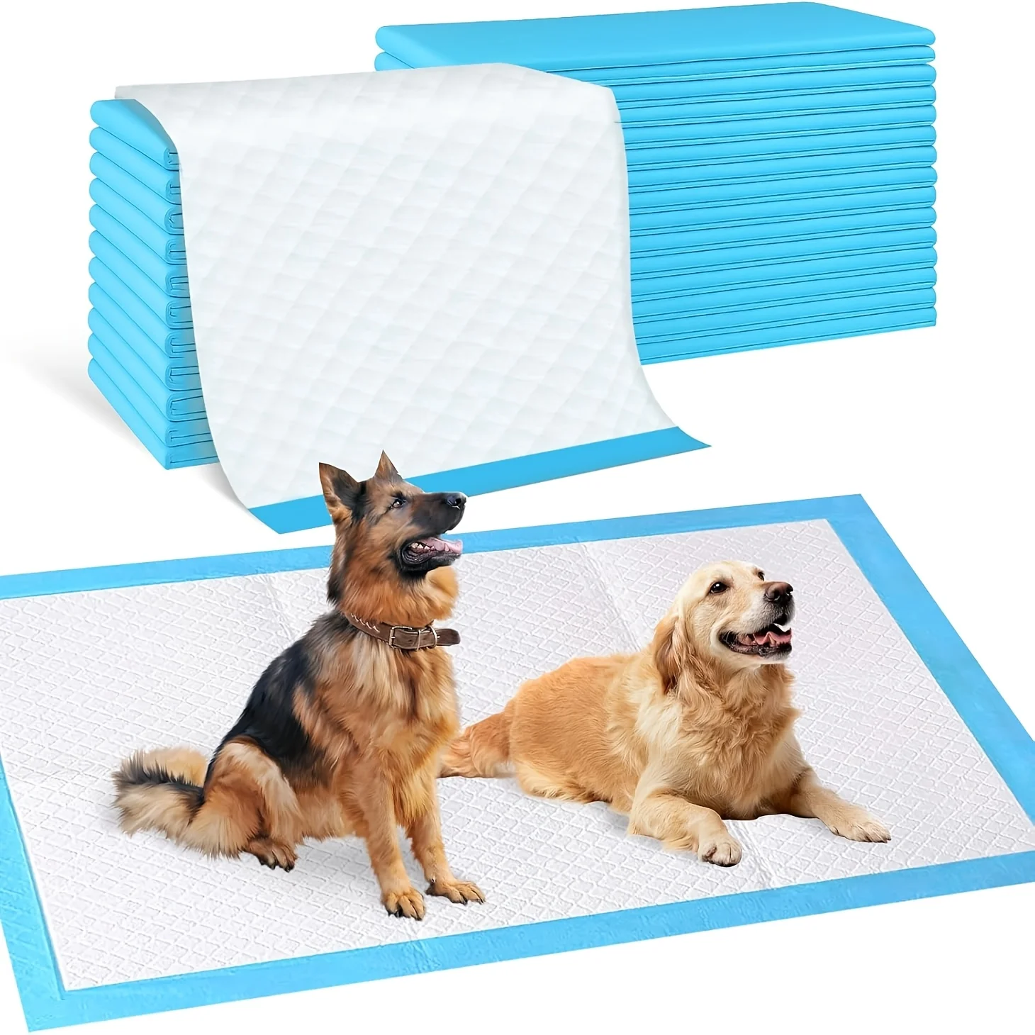 

Extra Large Disposable Training Pads for Dogs And Cats, Measuring 36"X51", with a Count of 40. They Are Blue And Made from Polym