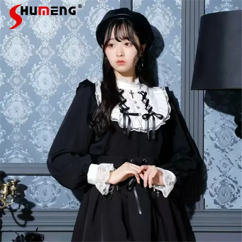 Japonês y2k o-pescoço blusa roxa sc lolita estilo nova série mina feminina doce bonito gótico alça de ombro camisa de manga comprida