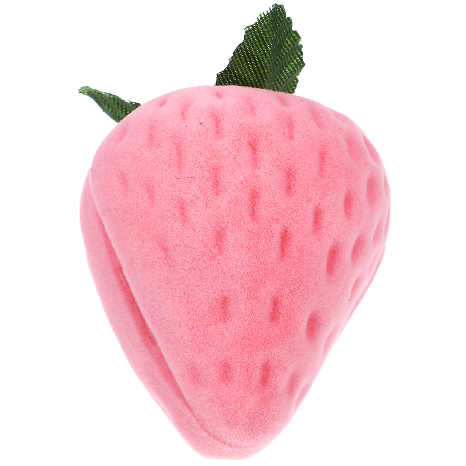 

Strawberry Necklace Ring Box Pink Flocking Jewelry Storage Portable Organizer Travel Zipper Protective Anti Scratch