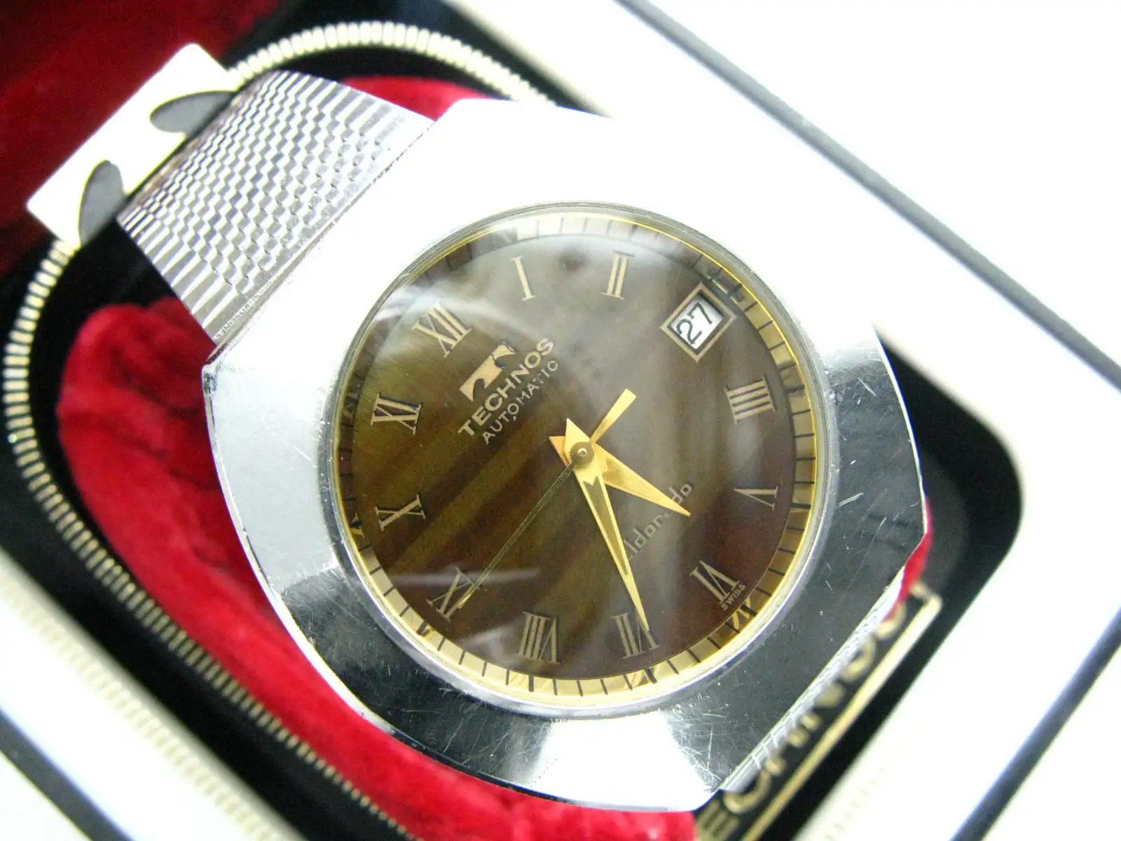 1980s（Teak wood dial）Automatic medieval Big technos men's watch eta 2824 movement