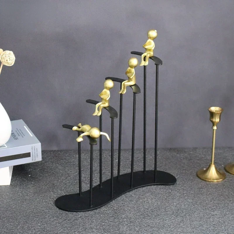 Factory direct simple small golden figure sculptures ornament metal crafts home decoration