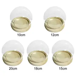 Glass Display Cloche Terrarium Ball Shaped Cover with Wooden Base