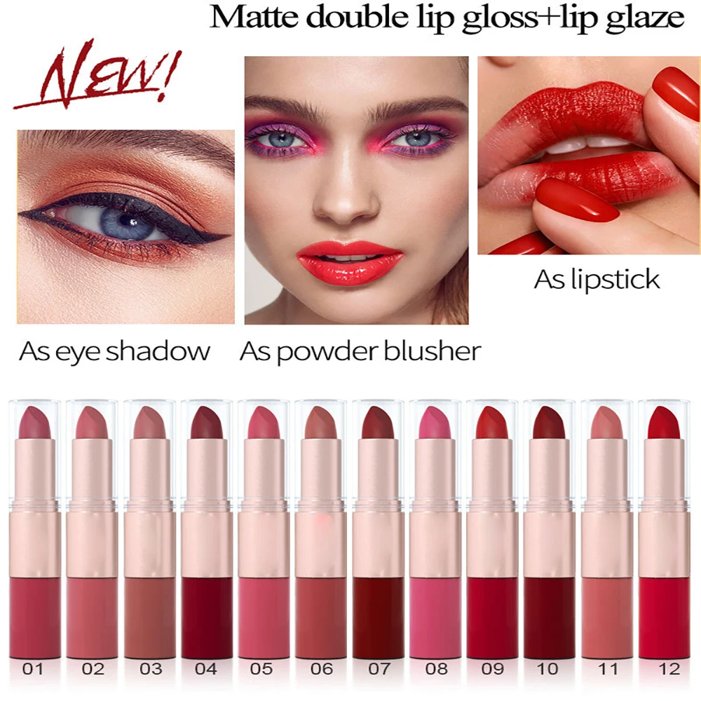 3 pakjes 2-in-1 lippenstift en lipgloss