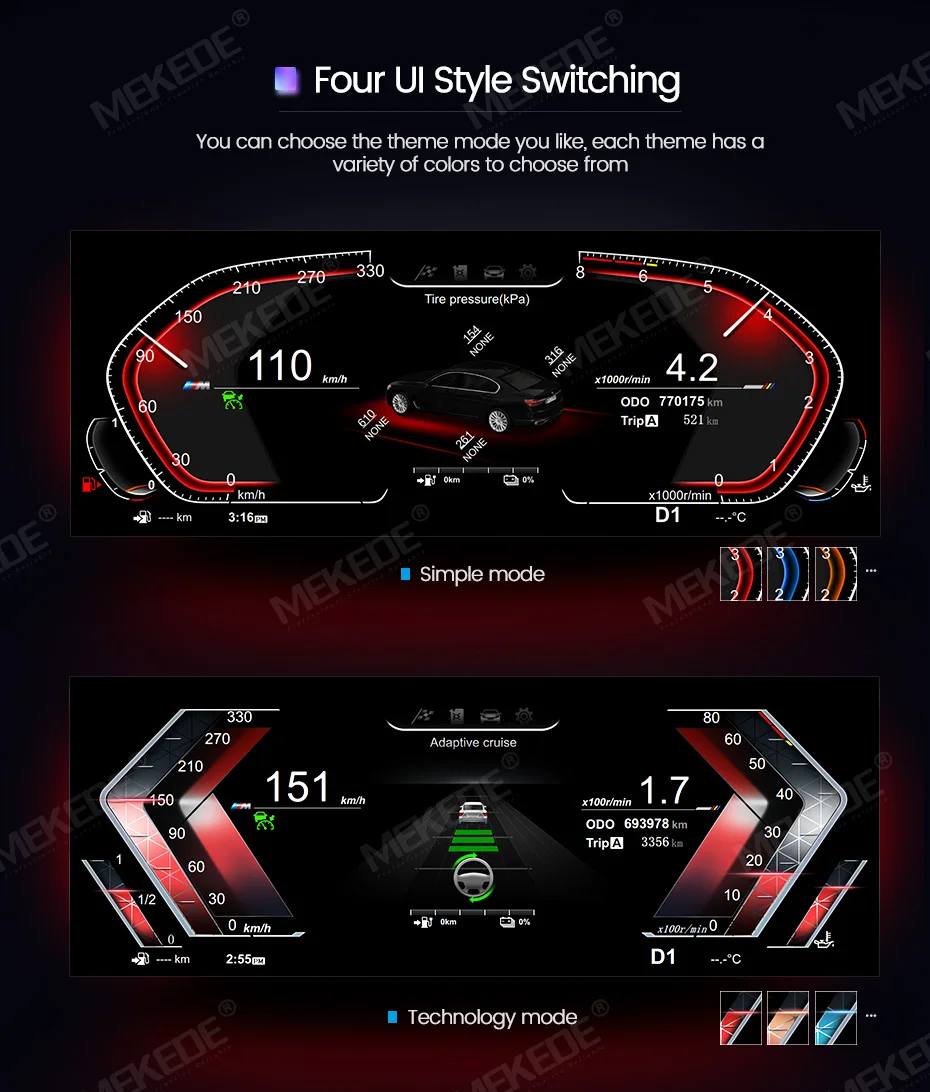 Mekede LCD-Dashboard Digitales Kombiinstrument für BMW 5/6/7er Serie X3/X4/X5/X6 F01 F07 F10 F15 F16 F25 F26 Tachometer Virtuelles Cockpit – Detail 2