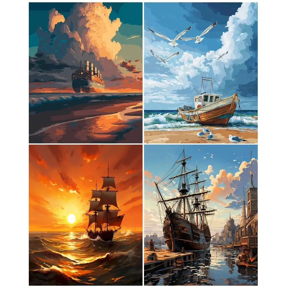 GATYZTORY Painting By Numbers On Canvas To Paint On Canvas Pictures Frameless Landscape Seascape Decoration Home Art Stuff Paint