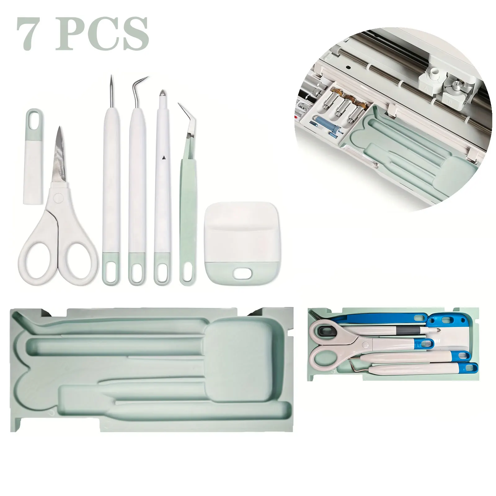7PCS tool storage boxes suitable for Maker4Maker3 and Maker, comprising storage boxes, a scraper, tweezers, scissors