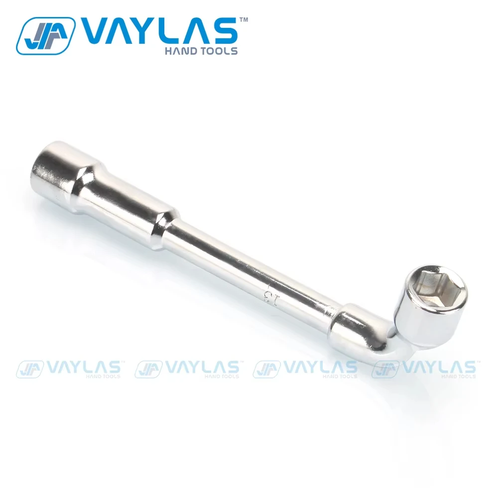 13mm L type angled socket wrench spanner with thru hole, Chome vanadium