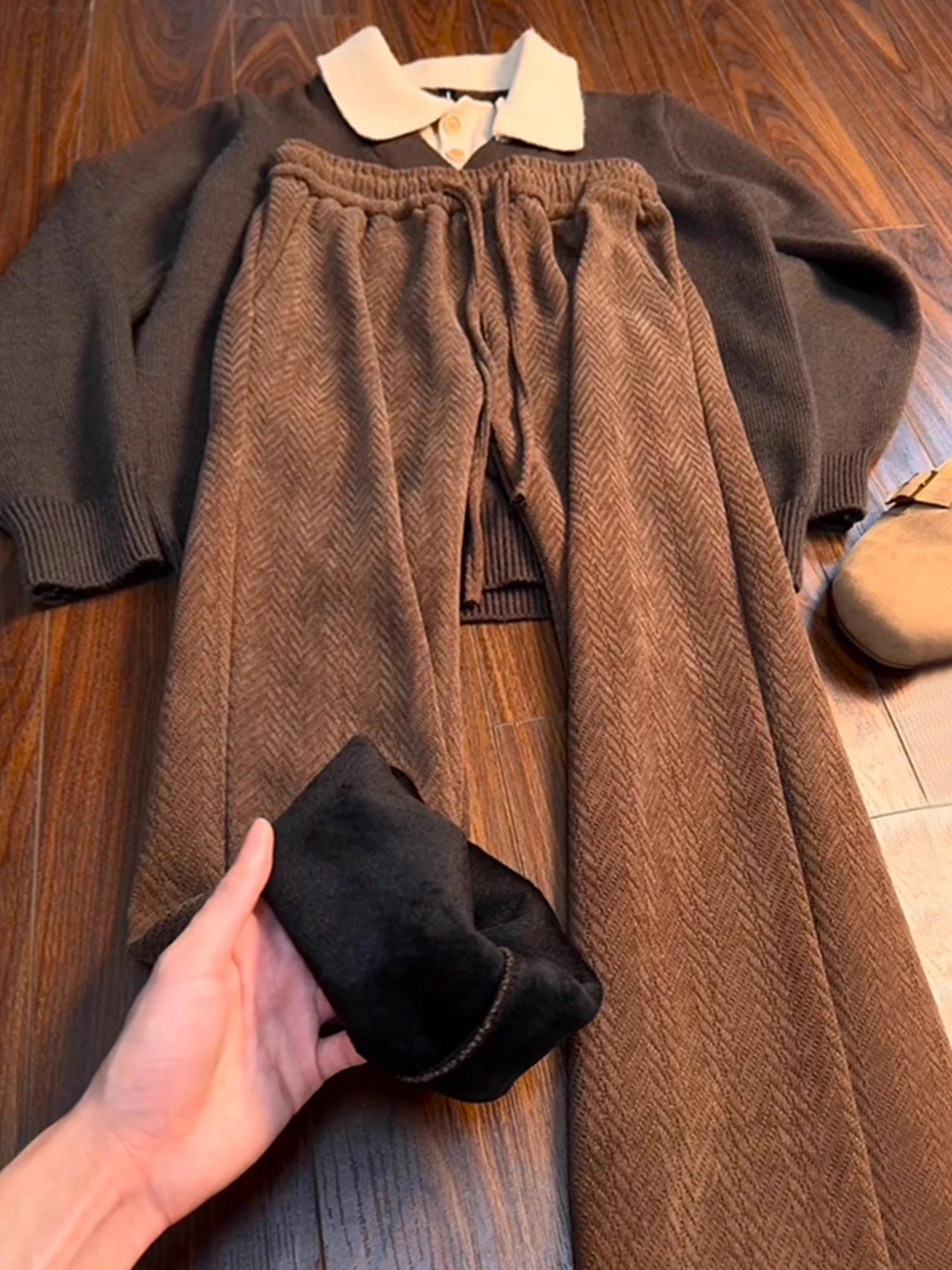 

Утепленные флисовые мужские повседневные брюки на осень-зиму, прямые брюки с узором «пшеничный колос», свободный крой, удобные, прямые штанины