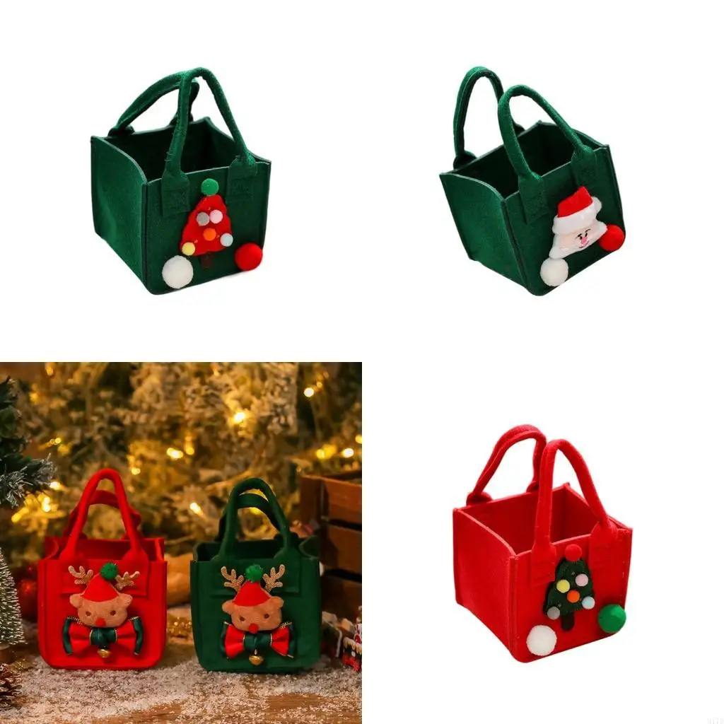 

M17D Felt Christmas Storage Bag Portable Handheld Design For Holiday Apples Gifts And Home Decoration