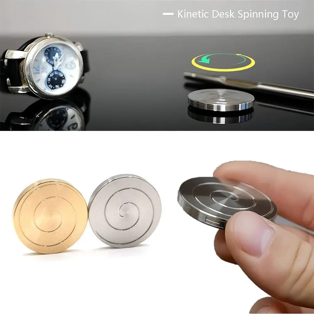 Gold Silver Kinetic Desk Spinning Toy Precision Machined Stress Anxiety Relief Fidget Toys Metal Coin Fingertip Coin Toy