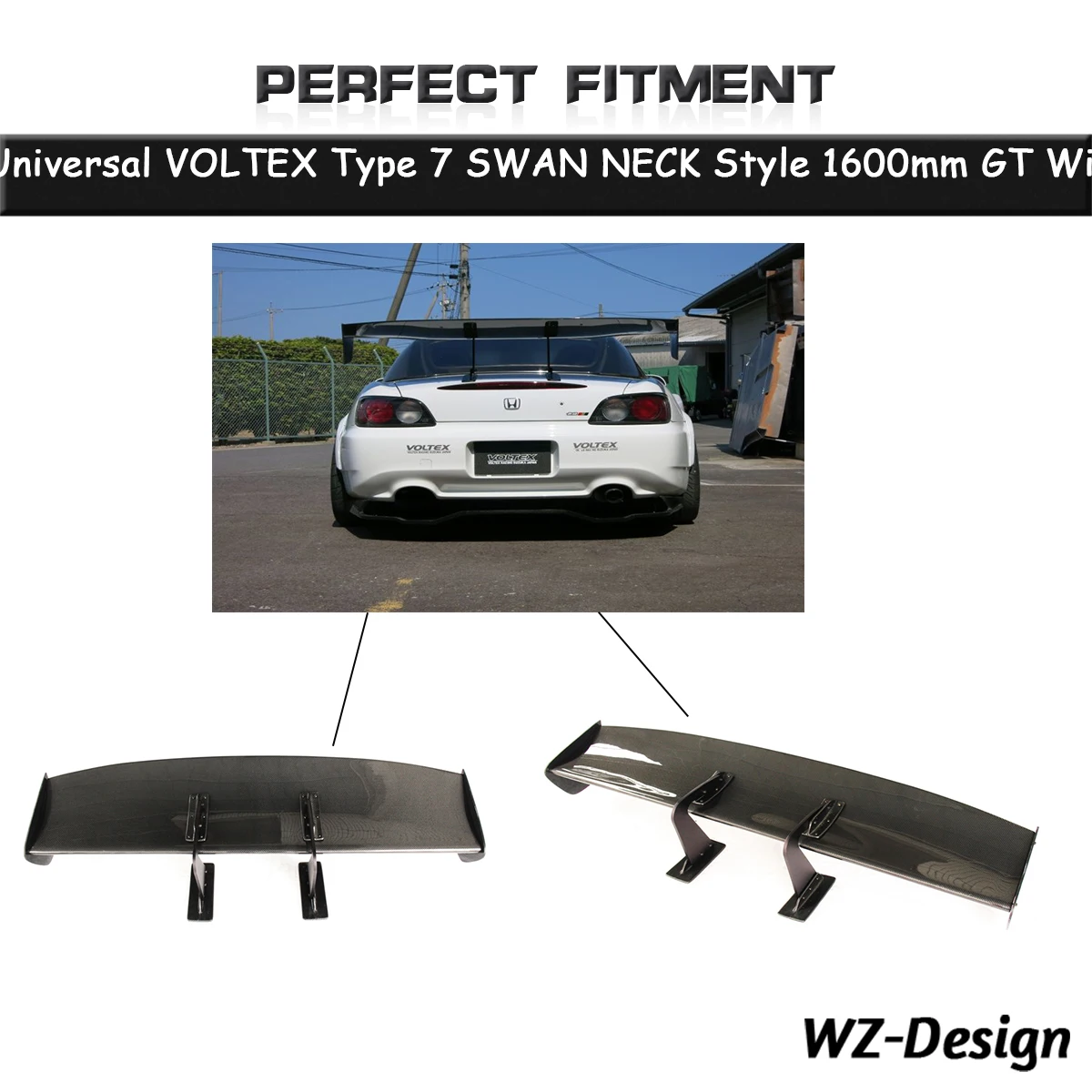 

Спойлер NECK Style Voltex GT Wing Type 7 SWAN NECK Style 1600 мм GT Wing (подходит для EVO7, 8, 9, GTR35, E36, S2000 и др.) Углеродное волокно, стекловолокно