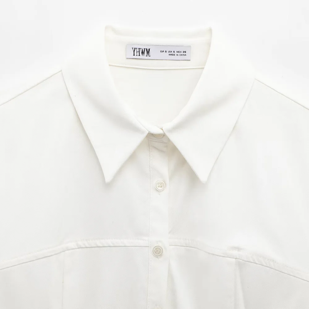 Robe courte coupe cintrée pour femmes, style chemise, avec col, manches courtes, plis à boutons, nouveau style, printemps et été