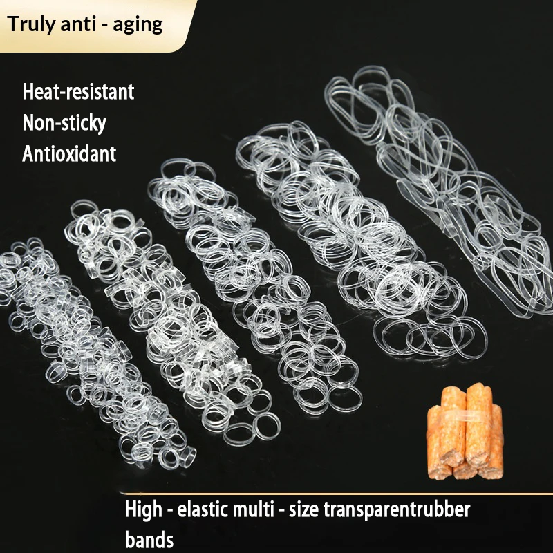 20g/50g Clear Rubber Bands Super Elastic Durable Transparent Hair Ties Disposable Elastic Rings for Hair Binding Home Storage