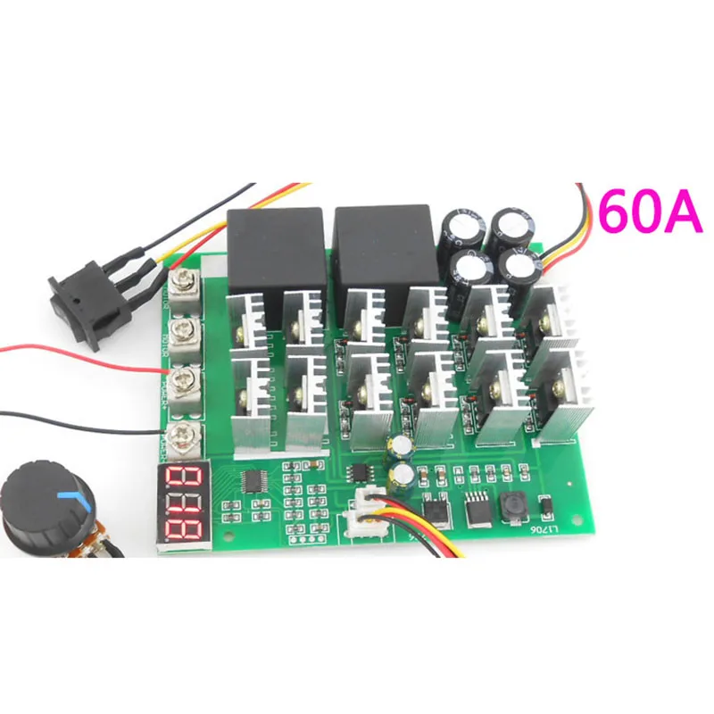 60A positive and negative DC current speed controller, digital tachometer, brush motor driver 12V24V36V