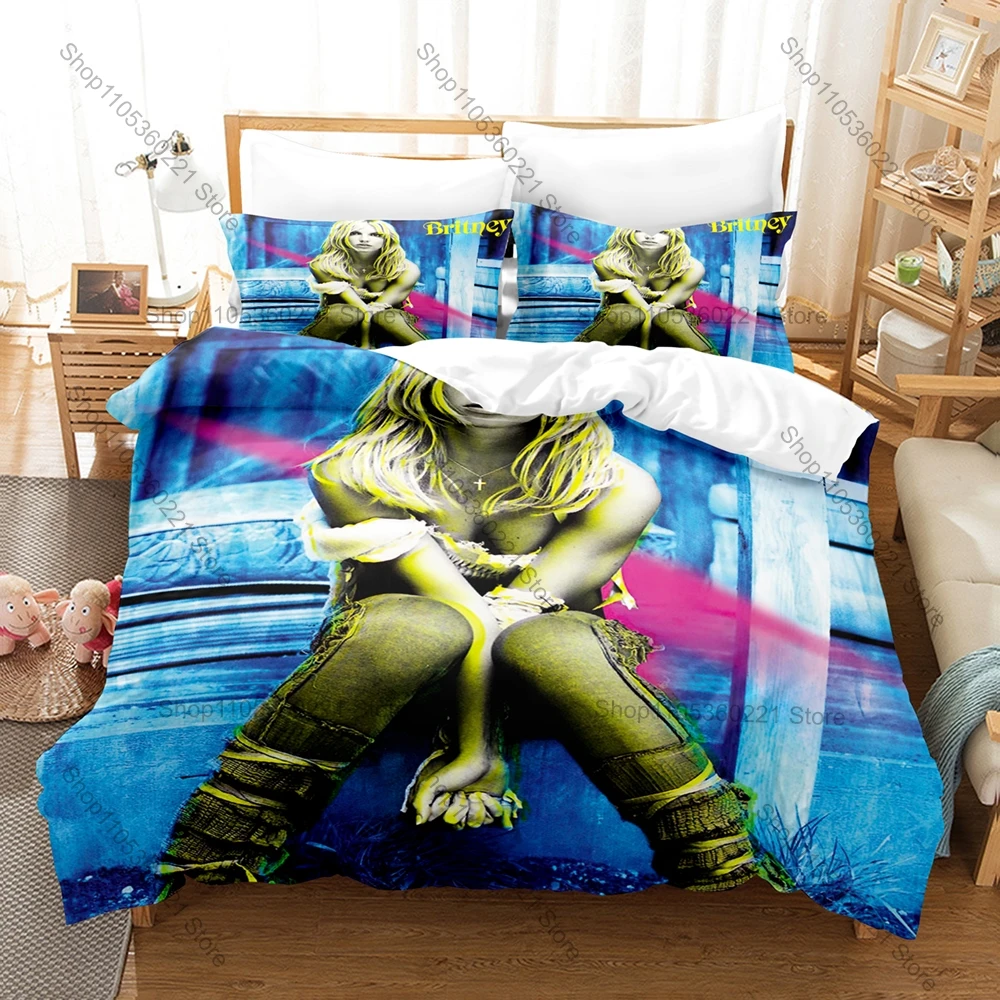 Pop Princess Britney Spears Bedding Set 3Pcs Fashion Star Printed Duvet Cover Set Comfortable Bed Set for Teens Adults