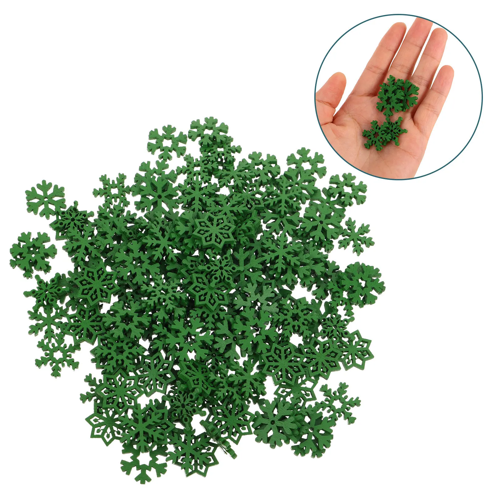 150Pcs Wooden Christmas Snowflakes Hanging Ornament Set Farmhouse Style Winter Decor Wood Cutouts Holiday Tree Wall Window