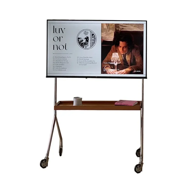 

Customized French Vintage TV Hanger No Punching Removable Stand Meeting Room Living Room Floor Mounted Wheeled Universal