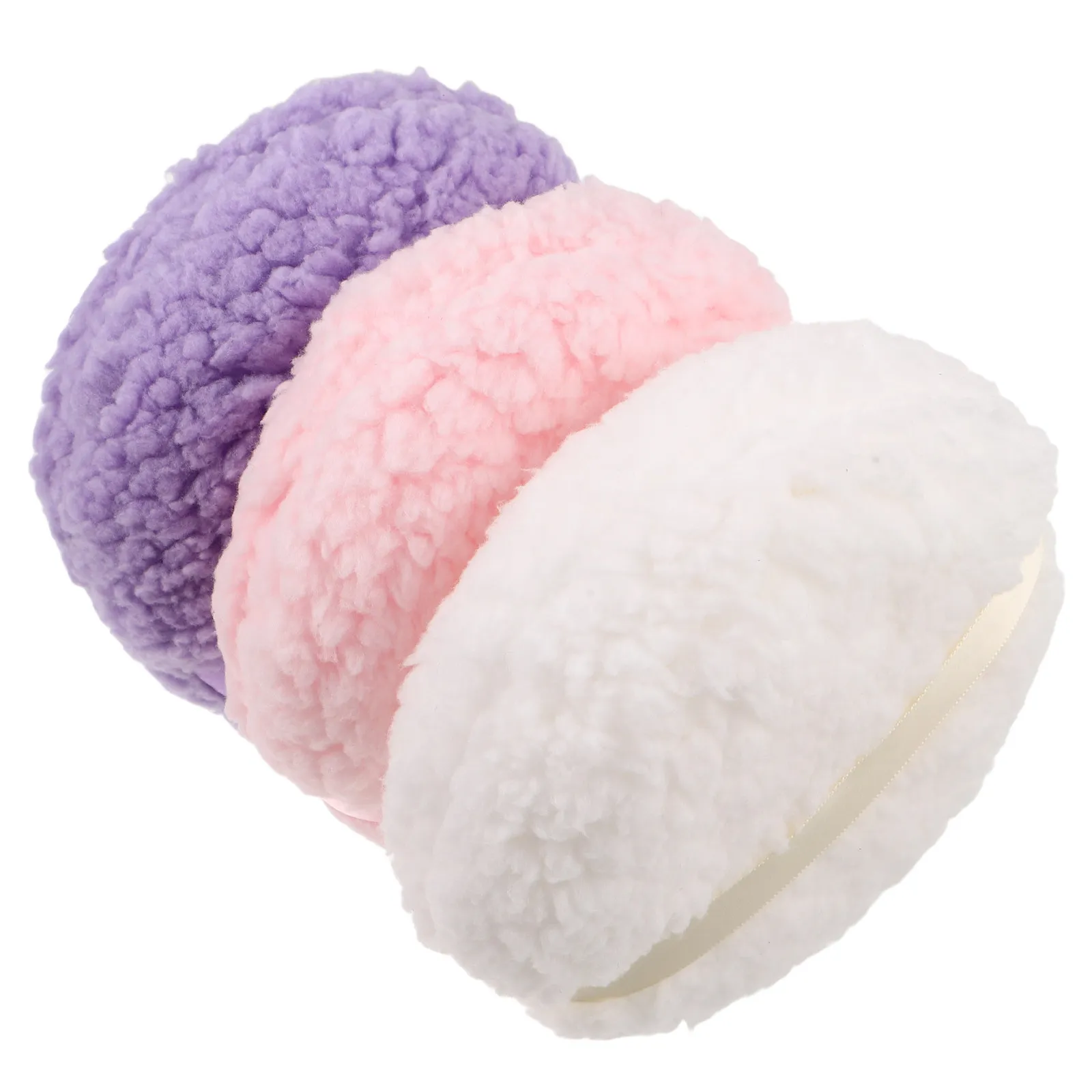 3Pcs Extra Large Short Fiber Powder Puff Soft Body and Face Powder Applicator Reusable Makeup Dusting Puff Glass Case