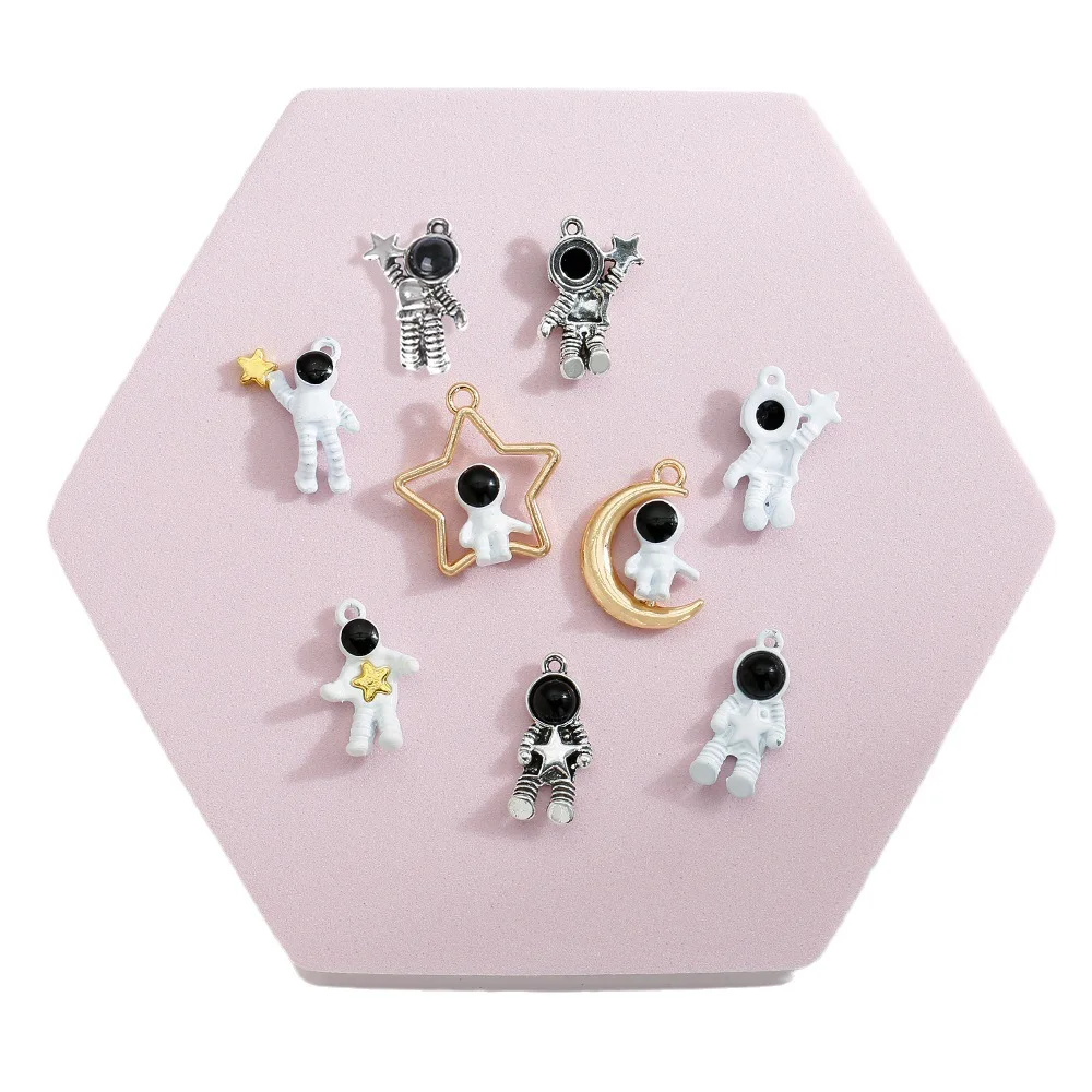Pendentif astronaute mignon, accessoires de bijoux à faire soi-même, huile soleil, lune et étoile, accessoires pour vêtements à la mode