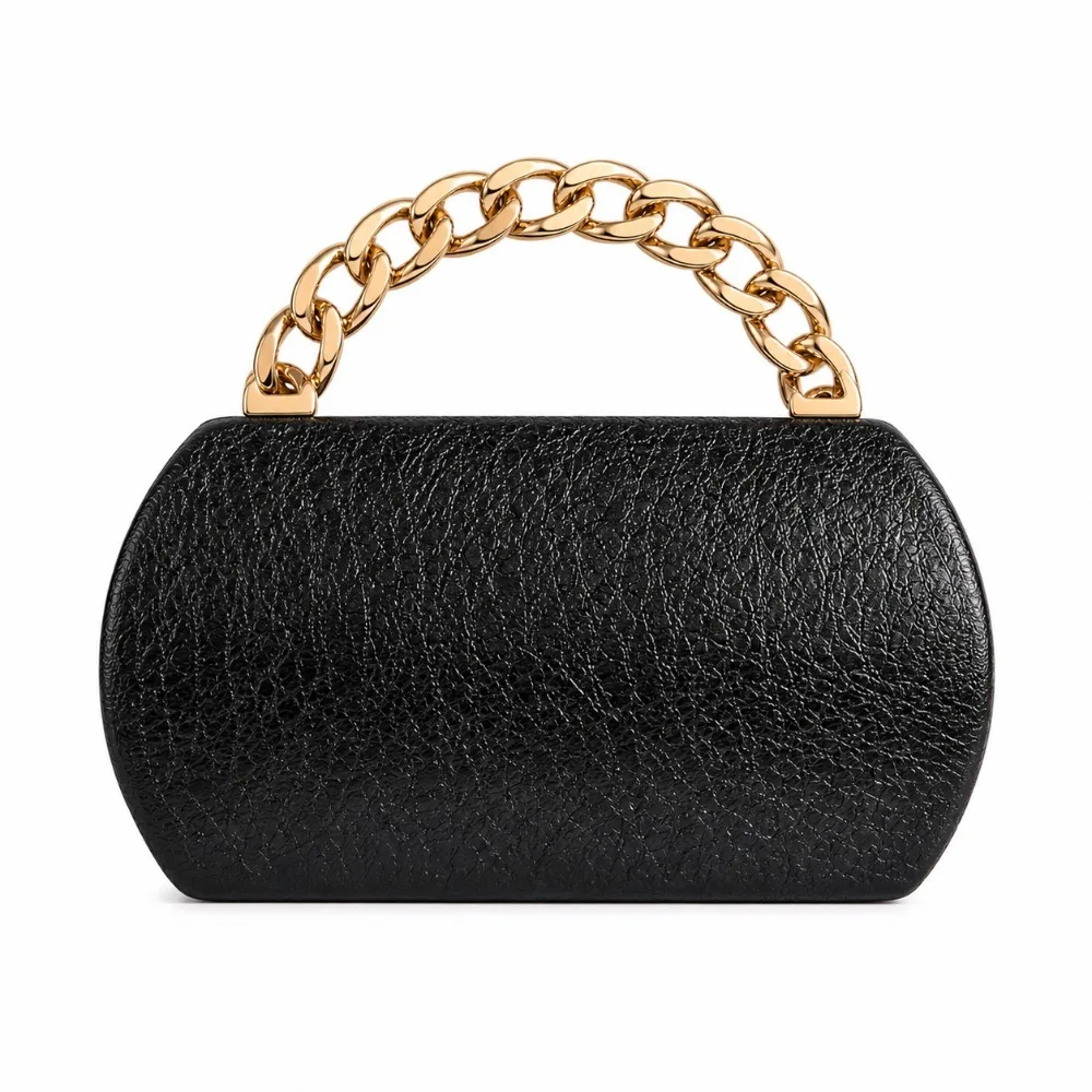 PU Lady's Handbag with Oval Three-dimensional Design for European and American Evening Dinners, Fashionable and Versatile