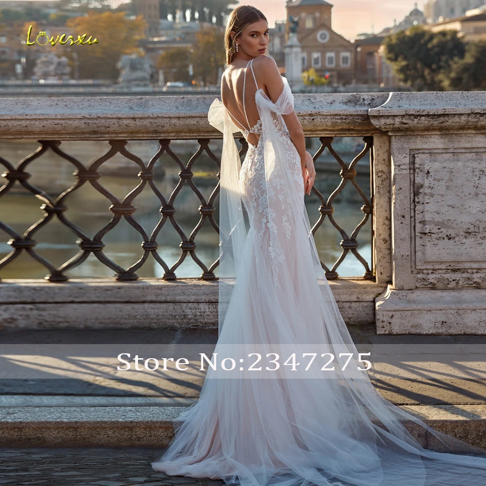 Loverxu Mermaid Wedding Dresses Sweetheart Spaghetti Straps Ribbon Vestido De Novia Appliques Graceful Custom Made Bridal Gown