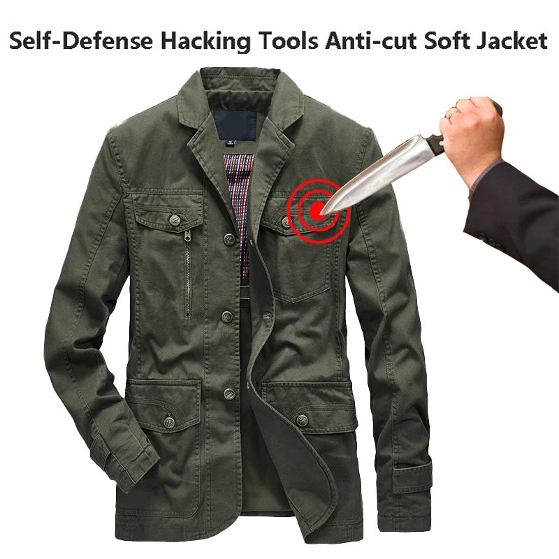 

New Self Defense Anti Stab Anti Hack Retro Jacket Full Body Defense Flexible Safety Tactics Military Police FBI Swat Clothing 5X