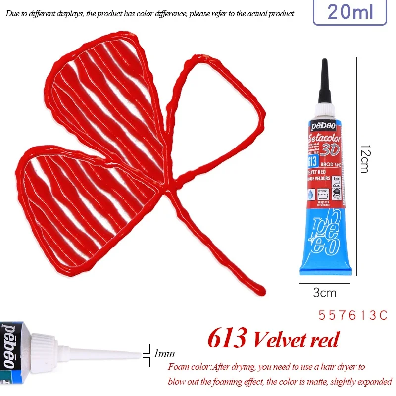 Setacolor 3D Stoffenverf 20ml Permanente Waterdichte Textielverf Niet-giftige 3D Stoffenmarker voor DIY Kleding Textielknutsels