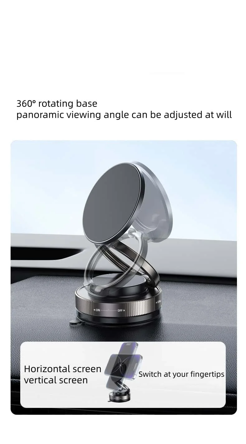 

Автомобильный магнитный держатель для телефона, удобный складной двойной кольцевой держатель для телефона, вращение на 360 градусов, вакуумная присоска