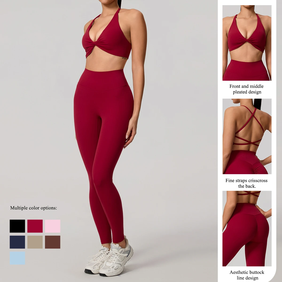 New Summer 2Pcs Women's Quick-Dry Sports Set V-Shaped Bra Female Sleeveless Yoga Outfit Gym Two-Piece Woman Sport Clothes