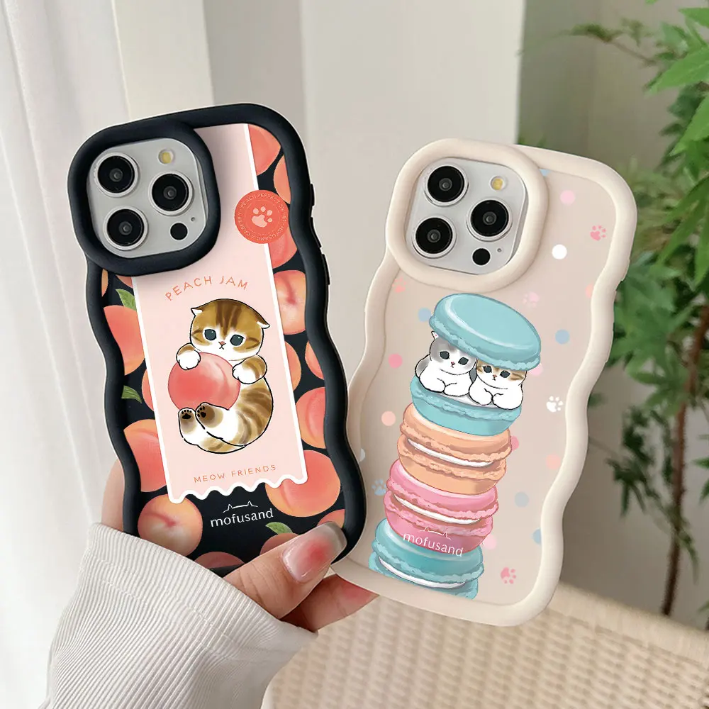 Cute M-Mofusands cat Phone Case for IPhone 16 15 14 13 12 11 Pro Max XR XS X 7 8 Plus SE20 Candy Color Soft TPU Back Cover