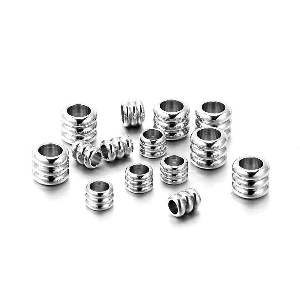 20Pcs Stainless Steel Silver Color Tube Beads Big Hole Spacer Beads for DIY Jewelry Making Charm Connector Wholesale