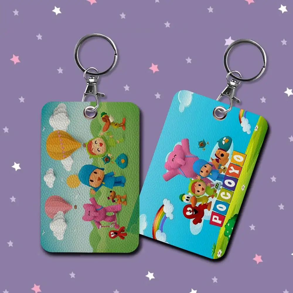 

Брелок с держателем для карт доступа и еды с героями мультфильмов P-Pocoyo, кредитный ID, защитный чехол для банковской карты, модный брелок с подвеской