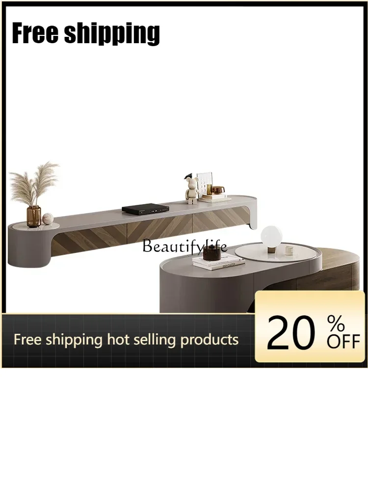 x4 Light luxury coffee table TV cabinet Modern simple high-end sense retractable coffee table combination