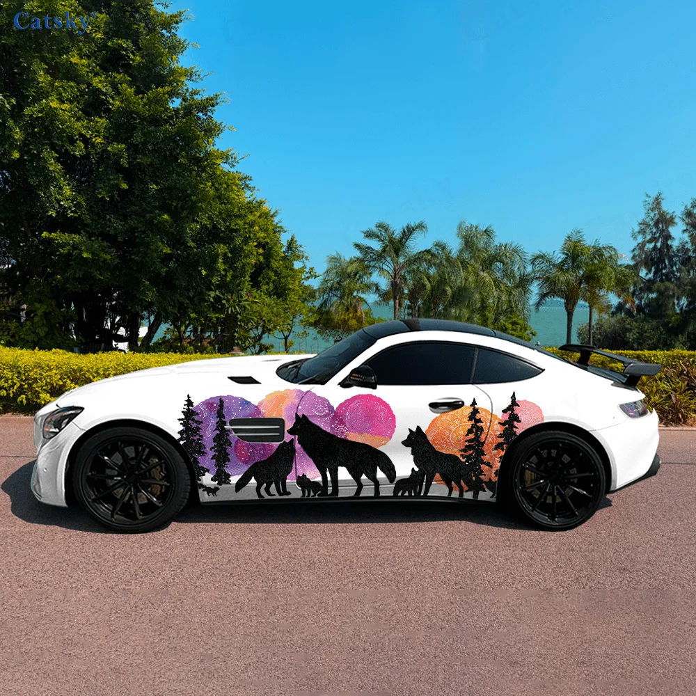 Black Wolf Pack Tree Colorful Mandala Vinyl Decal Sticker for Car and Truck, Durable, Fade-Resistant, Easy to Install and - Enha view 5