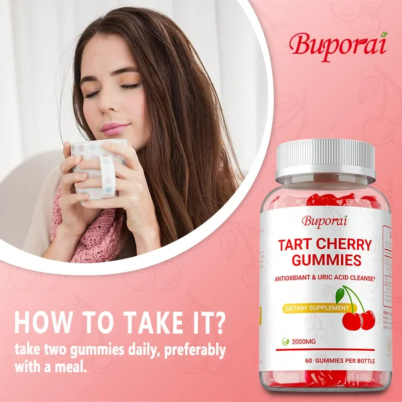 تارت الكرز Gummies 2000MG - مضاد للأكسدة، جيد لتنظيف وتطهير حمض اليوريك، وتخفيف تعب المفاصل، وتعزيز المناعة