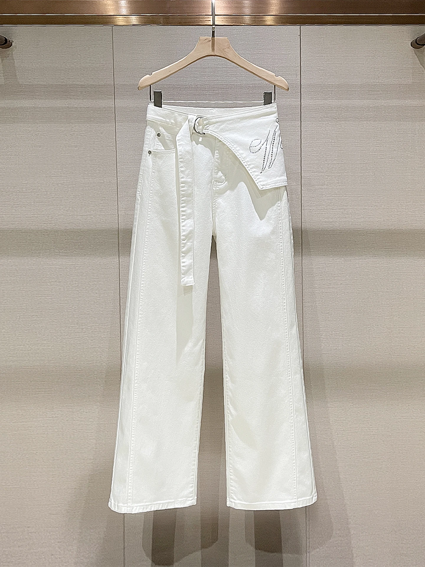 

Design Sle High Waist Straight Leg Jeans Women's Spring New White Diamond Slimming Denim Pants American Retro Casual Jeans