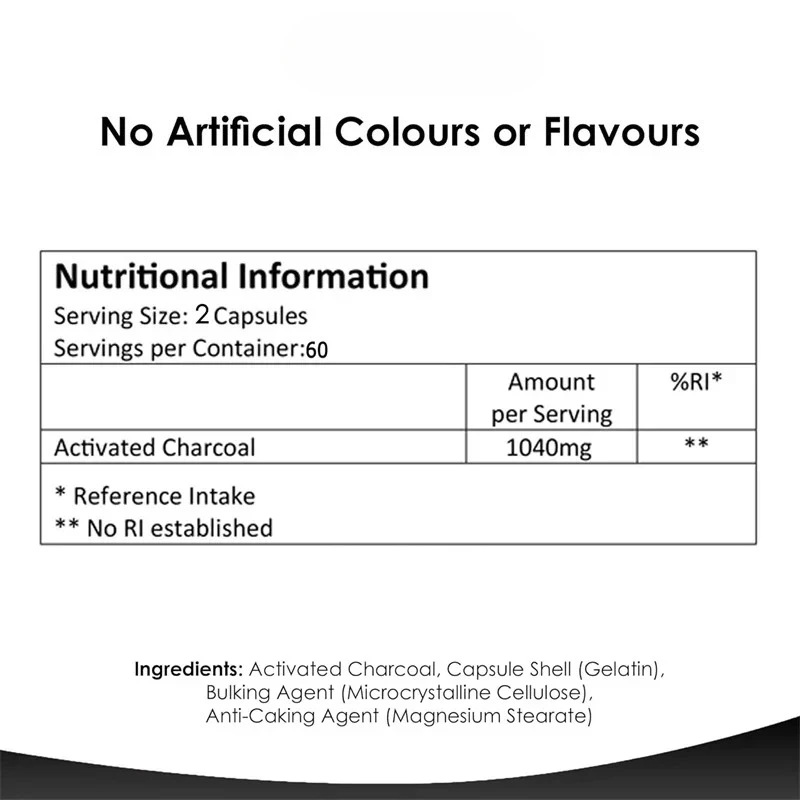 Activated Charcoal Capsules - Helps Relieve Gas and Bloating, Promotes Natural Detoxification, and Supports Gut Health, Non-GMO