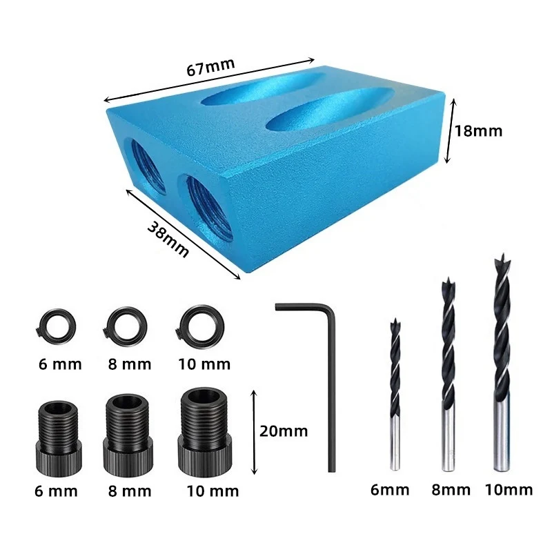 Imagem -03 - Carpintaria Oblíqua Bolso Hole Locator Jig Kit Guia de Broca Furador Broca Grupo 15 Graus de Ângulo 14 Pcs