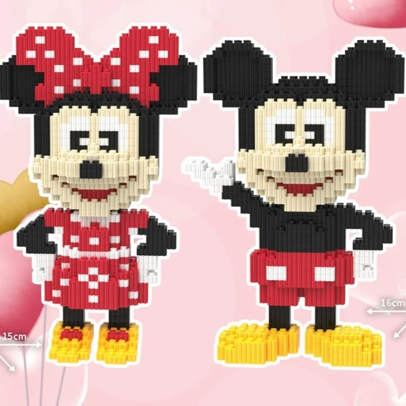 Popular Kawaii Mickey Minnie Mouse Blocks Small Particle Mini Diamond Puzzle Blocks Assembly Gift Decoration Toy For Children