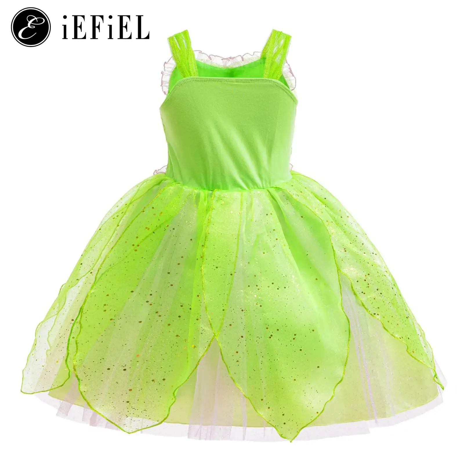 

Toddler Girls Halloween Fairy Dress Carnivals Princess Ball Gown Sleeveless Ruched Ballet Tutu Dress Green Fairy Cosplay Dresses